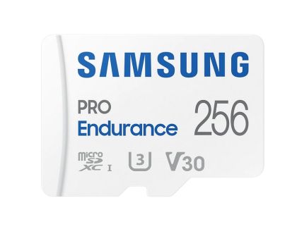 Памет Samsung 256 GB micro SD PRO Endurance, Adapter, Class10, Waterproof, Magnet-proof, Temperature-proof, X-ray-proof, Read 100 MB/s - Write 40 MB/s