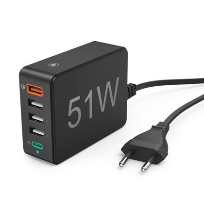 USB Charger 5x, 51W PD/QC3.0, HAMA-210536