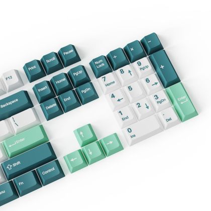 Капачки за механична клавиатура Keychron Cherry Profile Double - Shot PBT Full Set 219 Keycaps - White Mint