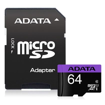 Micro SDXC 64GB UHS-I Class 10 + SD Adapter, Adata