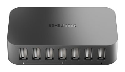 USB хъб D-Link DUB-H7/E, Със захранване, 7-порта, USB 2.0, Черен