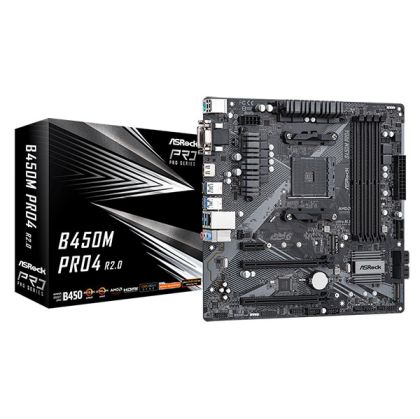 MB ASROCK B450M PRO4 R2.0, HDMI/DVI/VGA,4xD4,2xM.2