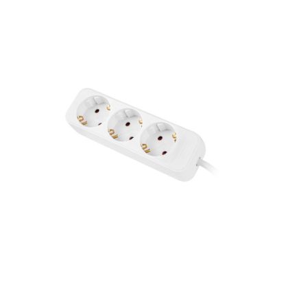 Разклонител Lanberg power strip 1.5m, 3 sockets, french quality-grade copper cable, white