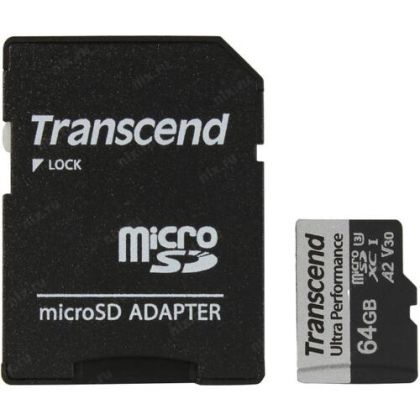 Памет Transcend 64GB micro SD with adapter UHS-I U3 A2 Ultra Performance