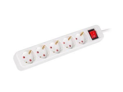 Разклонител Lanberg power strip 3m 5x Schuko outlets with circuit breaker quality-grade copper cable, white