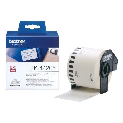 Консуматив Brother DK-44205 White Removable Paper Tape 62 mm x 30.48 m, Black on White