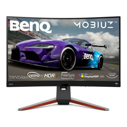 Монитор BenQ MOBIUZ 2K EX3210R, 31.5'' VA, 165Hz, 1ms, 2560x1440 QHD, 16:9 Curved Gaming, FreeSync Pro, P3 90%, sRGB, Flicker-free, Light Tuner,HDR 400,HDRi, B.I.+,LBL, Black eQualizer, 1000:1, 400cd/m2, treVolo 2x2W+5W woofer, 2xHDMI 2.0, DP, Height Adj.