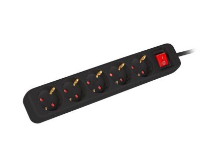 Разклонител Lanberg power strip 3m, 5 sockets, Schuko with circuit breaker quality-grade copper cable, black