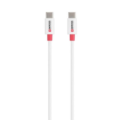Кабел Skross, USB-C - USB-C 2.0 мъжко, 1.20 м, Бял