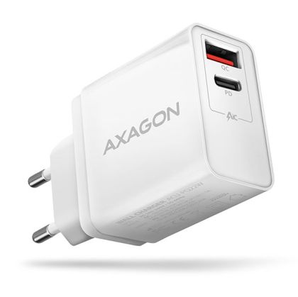 USB-A/C Charger, 22W, QC3.0, Wht, AXAGON ACU-PQ22W