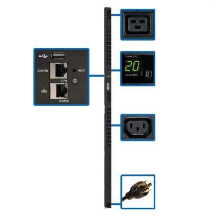 Филтър Tripp Lite by Eaton 3.7kW Single-Phase Switched PDU - LX Interface, 208/230V Outlets (20 C13 & 4 C19), C20/L6-20P, 0U, TAA