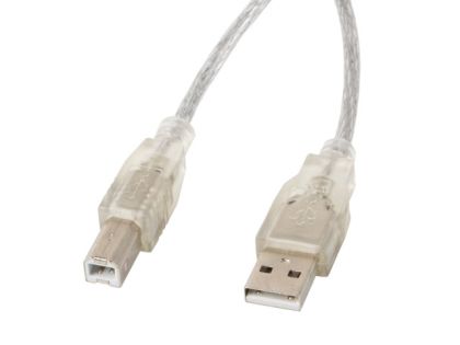 Кабел Lanberg  USB-A (M) -> USB-B (M) 2.0 cable 5m, transparent ferrite