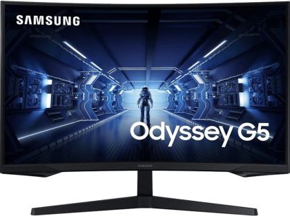 Монитор Samsung C27G55TQ, 27" Odyssey GAMING, Curved 1000R, VA QLED, 144 Hz, 1 ms MPRT, 2560x1440, 300 cd/m2, 2500:1 Contrast, FreeSync Premium, HDR10, Eye Saver Mode, Flicker Free, Game Mode, Display Port 1.2, HDMI 2.0, Headphone Jack,  178°/178°, Black