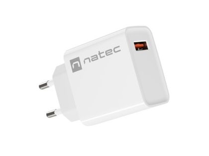 Адаптер Natec USB Charger Ribera 1X USB-A 18W, White