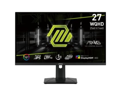 Монитор MSI MAG 274QRF QD E2, 27", Rapid IPS, 1ms, 180Hz, Flat, WQHD 2560x1440, Quantum Dot technology, DisplayHDR 400, Mystic Light, APP, 300 nits, 2500:1, 100M:1,1x DP(1.4a), 2x HDMI (2.0b), 1x Type-C (DP alt.) wPD 65W charging, Heigh Adj. 130mm, Tilt, 