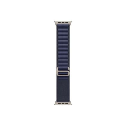 Каишка за часовник Apple Watch 49mm Loop: Navy Alpine Loop - Large - Natural Titanium Finish