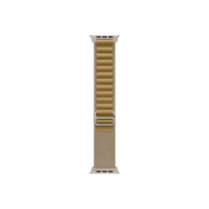 Каишка за часовник Apple Watch 49mm Loop: Tan Alpine Loop - Small - Natural Titanium Finish