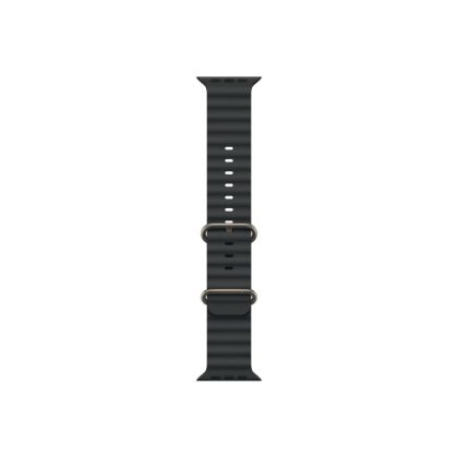 Каишка за часовник Apple Watch 49mm Band: Black Ocean Band - Natural Titanium Finish