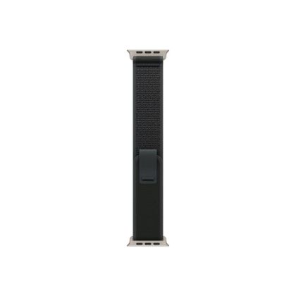 Каишка за часовник Apple Watch 49mm Loop: Black Trail Loop - M/L - Natural Titanium Finish