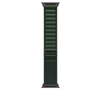 Каишка за часовник Apple Watch 49mm Loop: Dark Green Alpine Loop - Large - Black Titanium Finish