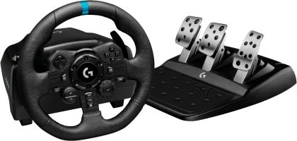 Волан Logitech G923 Racing Wheel And Pedals, Play Station 4, PC, 900° Rotation, Trueforce Next-Gen Force Feedback, Dual Clutch (In Supported Games), Aluminium, Steel, Leather