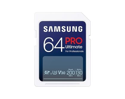 Памет Samsung 64GB SD Card PRO Ultimate with USB Reader, U3, V30 , Read 200MB/s - Write 130MB/s