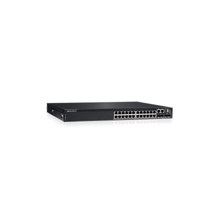Комутатор Dell EMC PowerSwitch N3224P-ON, 24x1G RJ-45, 4x10G SFP+, 2x100G QSFP28, PoE 30W, 1xAC PSU, IO/PS, OS6, Lifetime Limited Hardware Warranty