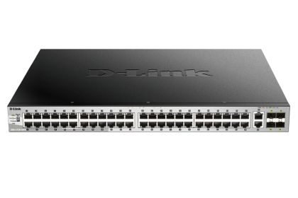 Комутатор D-Link 48x10/100/1000BASE-T PoE ports (370W budget) Layer 3 Stackable Managed Gigabit Switch with 2x10GBASE-T ports and 4xSFP+ ports 
