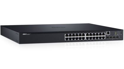 Комутатор Dell Networking N1524P, PoE+, 24x 1GbE + 4x 10GbE SFP+ fixed ports, Stacking, IO to PSU airflow, AC 210-AEVY CAMPUS Smart Value Dell EMC Networking N1524P