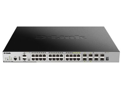 Комутатор D-Link 20-port GE PoE 370W Layer 3 Stackable Managed Gigabit Switch including 4-port Combo 4-port Combo