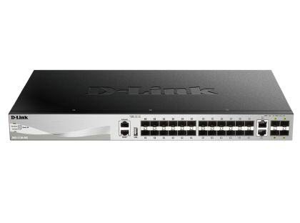 Комутатор D-Link 24 SFP ports Layer 3 Stackable Managed Gigabit Switch with 2x10GBASE-T ports and 4xSFP+ ports