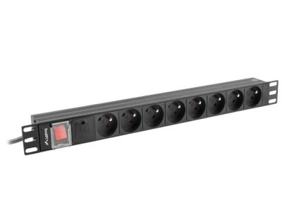Разклонител Lanberg power distribution unit (pdu) 19" 1U 16a 2m 8x french outlets black