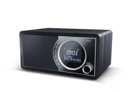 Радио Sharp Radios DR-450(BK), DIGITAL RADIO, Bluetooth 4.2, 6W, 20 DAB+/DAB/FM, Auto time/date, LCD Display, Dual alarm with Sleep and Snooze, Dimmer function, Wooden speaker, Black
