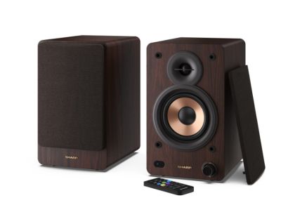 Аудио система Sharp Audio Systems CP-SS30(BR), Hifi Systems BOOKSHELF SPEAKERS 60W (2 x 30W) RMS 2, Bluetooth v5.0, USB playback, MP3 Audio decoder, RCA L/R In, 3.5mm Aux-in / line-in, Digital optical-in, Wooden speaker, Brown