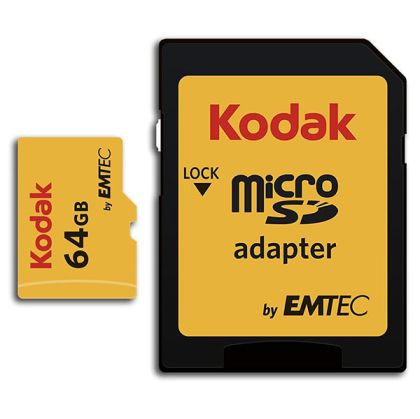 Micro SDXC 64GB KODAK 90/25MB/s Cl10 V10 + Adapter