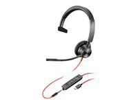HP Poly Blackwire 3315 Blackwire 3300 series headset on-ear wired active noise cancelling 3.5mm jack USB-C black