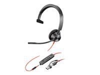 HP Poly Blackwire 3315 Monaural Microsoft Teams Certified USB-C Headset +3.5mm Plug +USB-C/A Adapter