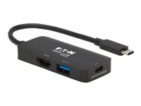 EATON TRIPPLITE USB-C Multiport Adapter - HDMI 4K 60 Hz 4:4:4 HDR USB-A 100W PD Charging Black