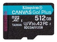 KINGSTON 512GB microSDXC Canvas Go Plus Gen4 200R A2 U3 Single Pack w/o ADP
