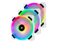 CORSAIR LL120 RGB White 120mm Dual Light Loop RGB LED PWM Fan 3 Pack with Lighting Node PRO