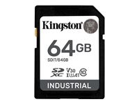 KINGSTON 64GB SDXC Industrial -40C to 85C C10 UHS-I U3 V30 A1 pSLC