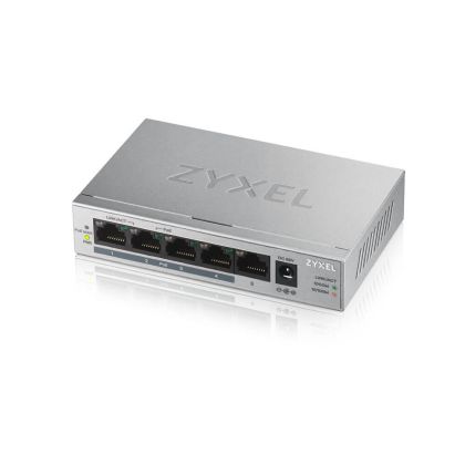 Комутатор ZyXEL GS1005-HP, 5 Port Gigabit PoE+ unmanaged desktop Switch, 4 x PoE, 60 Watt