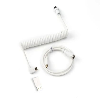 Кабел за клавиатура Keychron Coiled Aviator Cable Angled USB-C - White