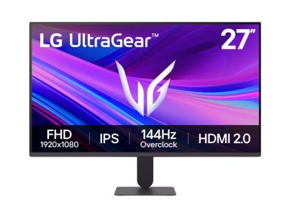 Монитор LG 27G411A-B, UltraGear 23.8" IPS, AG, 1ms MBR, 144Hz, 5ms GtG, 1500:1, 250cd/m2, Full HD 1920x1080, sRGB 99%, HDR10, NVIDIA G-SYNC, AMD FreeSync, HDMI, DisplayPort, LG Switch, Headphone Out, VRR, Reader mode Tilt, Black