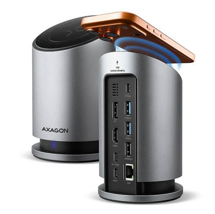 USB-C Multiport Dock, W-less Charge,AXAGON HMC-WL9