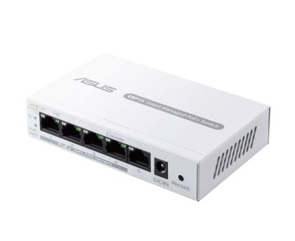 Комутатор Asus Business 5Port Smart Managed Switch PoE+,ExpertWiFi EBP15, 4 ports PoE+, 60W, VLAN, QoS, Port Mirroring, wall mounting,White