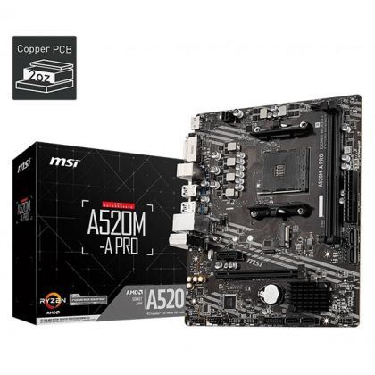 MB MSI A520M-A PRO, HDMI/DVI, 2xD4, 1xM.2