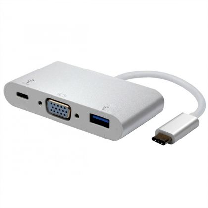 USB3.1 C to VGA Adapter,M/F, PD, Roline 12.03.3202