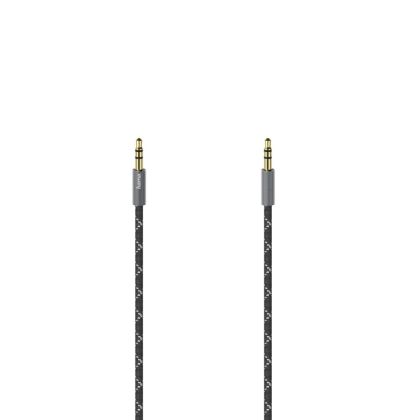 Аудио кабел HAMA, 3.5мм жак мъжко - 3.5мм жак мъжко, Метал, Позлатени конектори, 0.75м, Черен