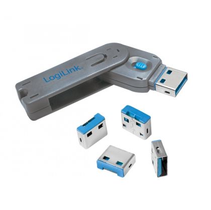 USB Port Blocker, 1 key + 4 locks, Logilink AU0043